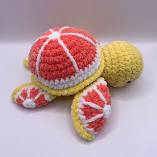 Grapefruit Turtle Crochet Plushie