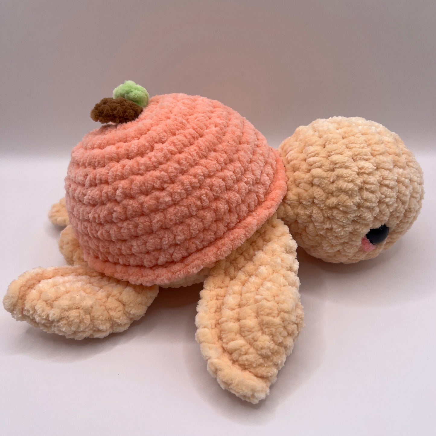 Peach Turtle Crochet Plushie