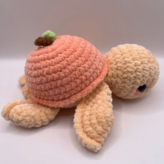 Peach Turtle Crochet Plushie